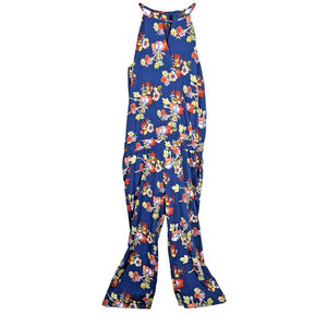 Walter Baker Laurel Floral Jumpsuit Size S Blue Red Faux Wrap Halter Top